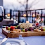 Charcuterie board & Fromage Tableside at sunset on the patio